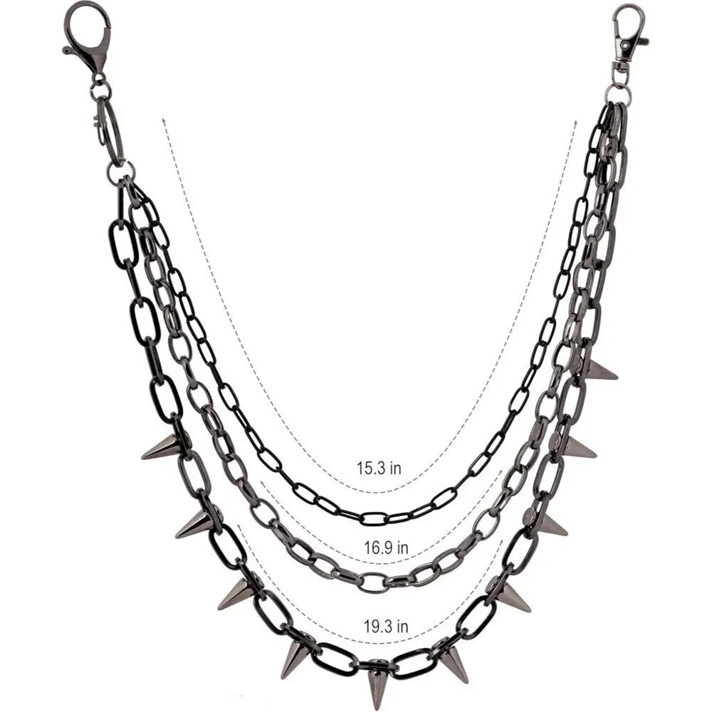 Black Spike Pants Chain Metal Jewelry Goth Punk Accessories Unisex